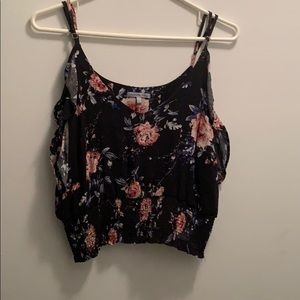 Black floral crop top